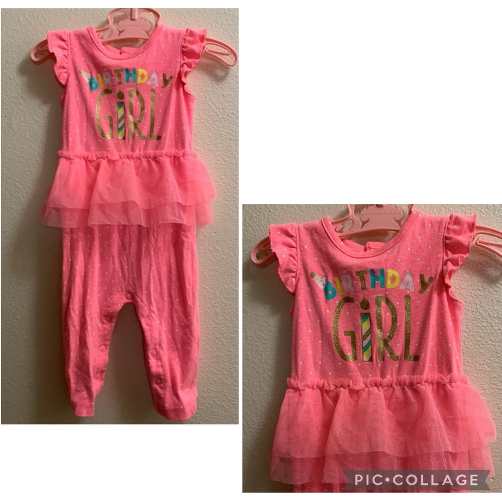 Carter’s Birthday Girl Romper 9 Months Pink Tutu Snaps Just One You Ruffles
